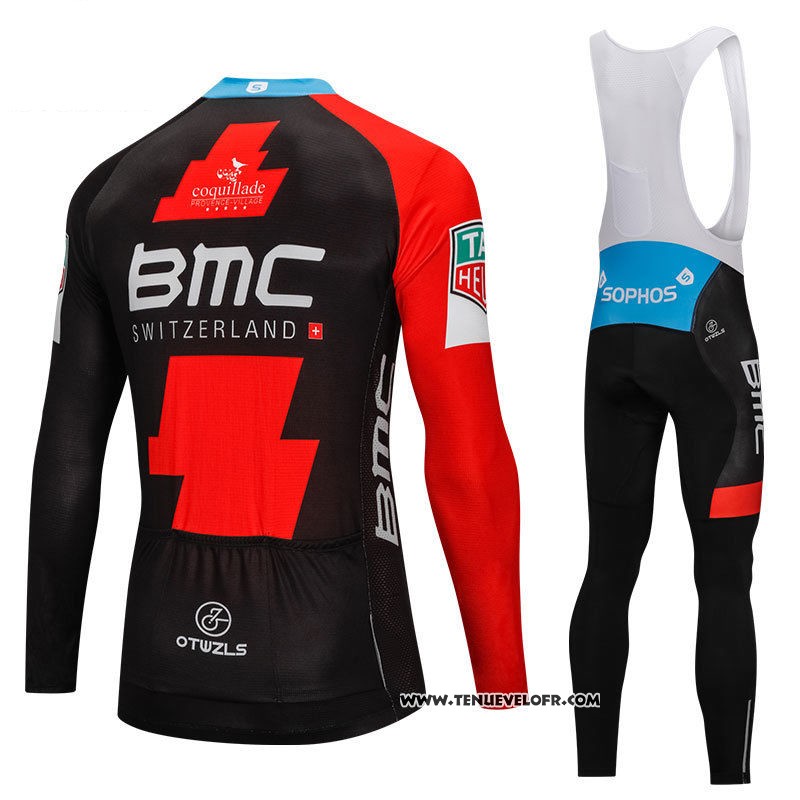 2018 Maillot Ciclismo BMC Rouge et Noir Manches Longues et Cuissard